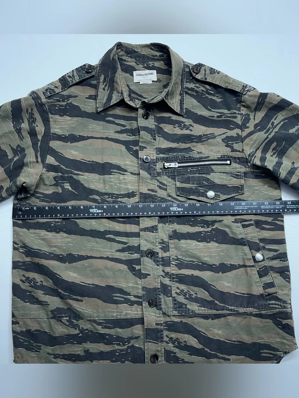 Zadig & Voltaire Paris Camo Jacket Mens Size Medium Button Up Canvas Troy Camou